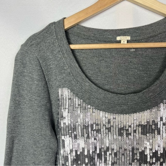J. Crew Dark Gray Sequin Panel Pullover Sweatshirt S - Picture 4 of 5